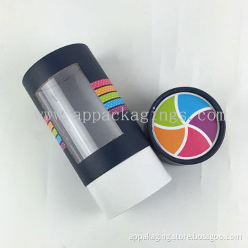 New design cylinder shape paper box with window on body/Full printed gift tube box with window